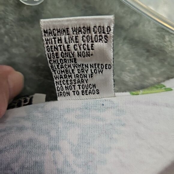 Kenneth Too Women’s Sz Lg Top Purple Green Floral Cotton Blend - Picture 3 of 9